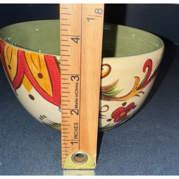 Hand-Painted Pier 1 Imports Carynthium Floral Bowl - Picture 4 of 5